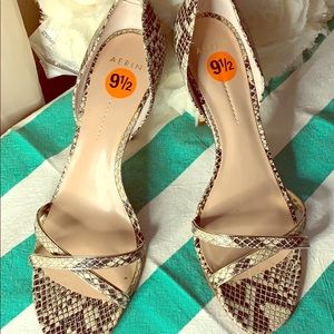 Faux Snake skin sandal with gold trim